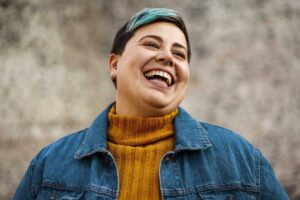Person feeling the link between gender-affirming care and better mental health