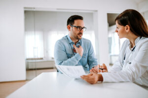Man talking to psychiatrist
