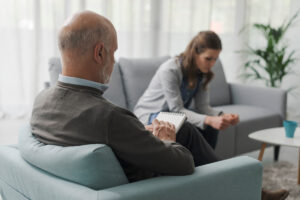 Woman at psychiatry appointment